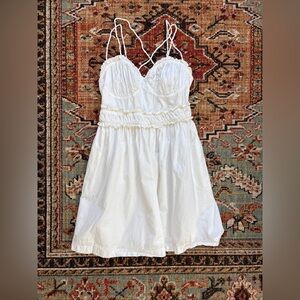 By Anthropologie White Bustier Strappy Babydoll Dress Small Cottagecore